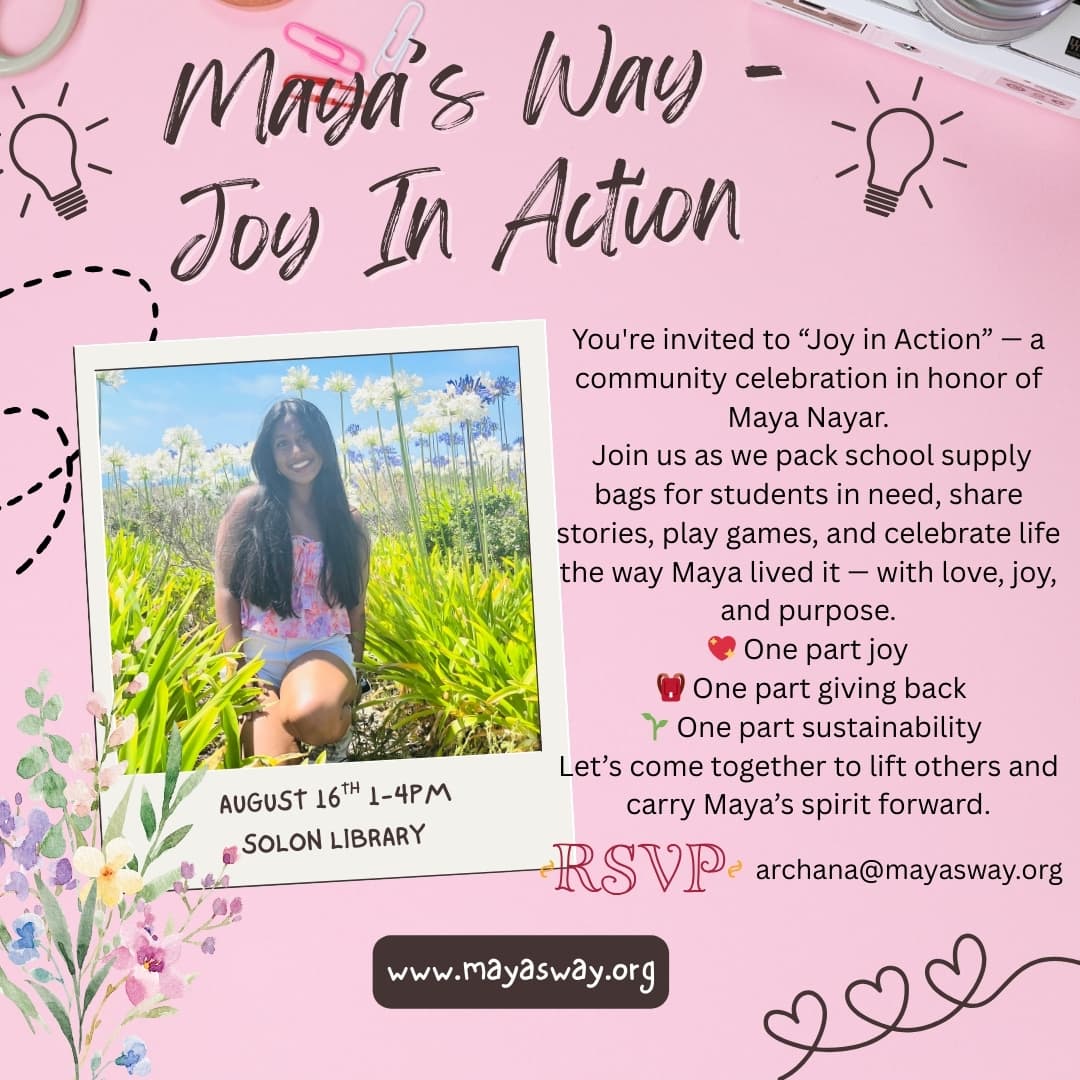Maya's Way Joy in Action Event Flyer