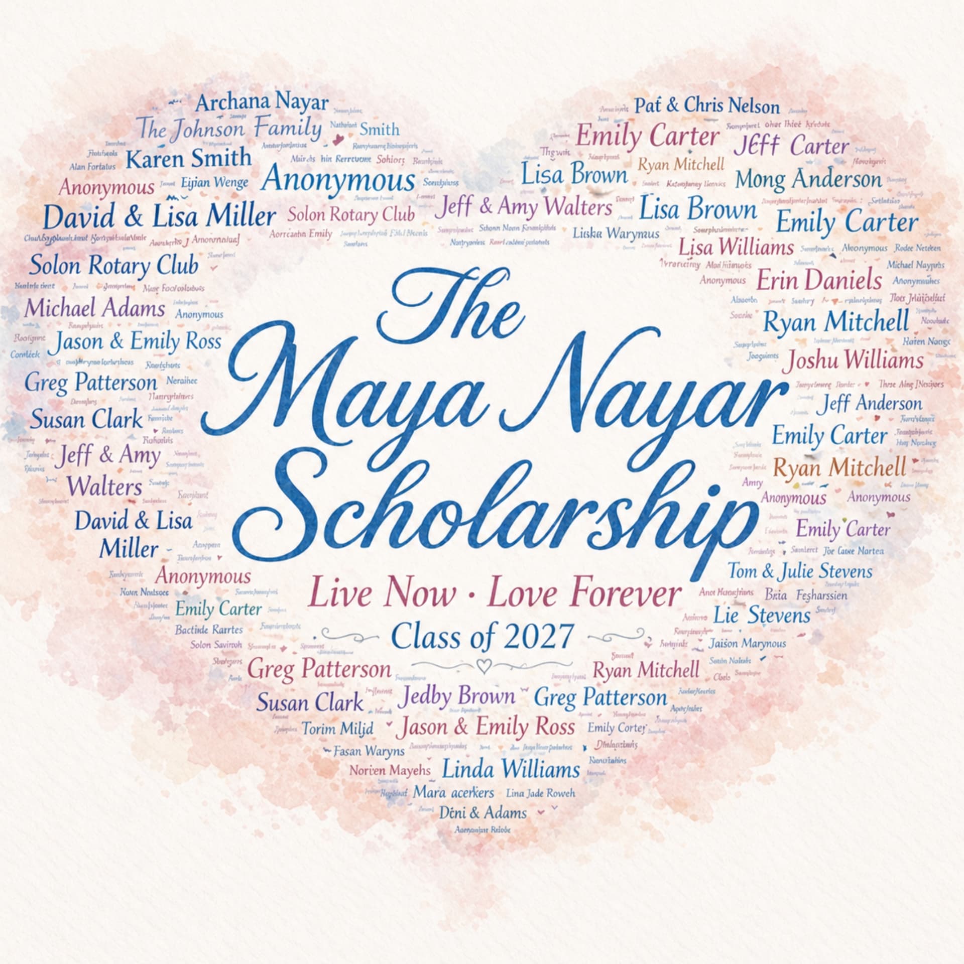 Maya Nayar Scholarship donor mosaic artwork