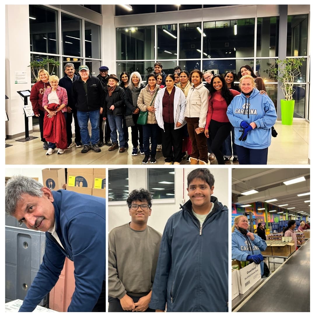 Community volunteers helping at food bank